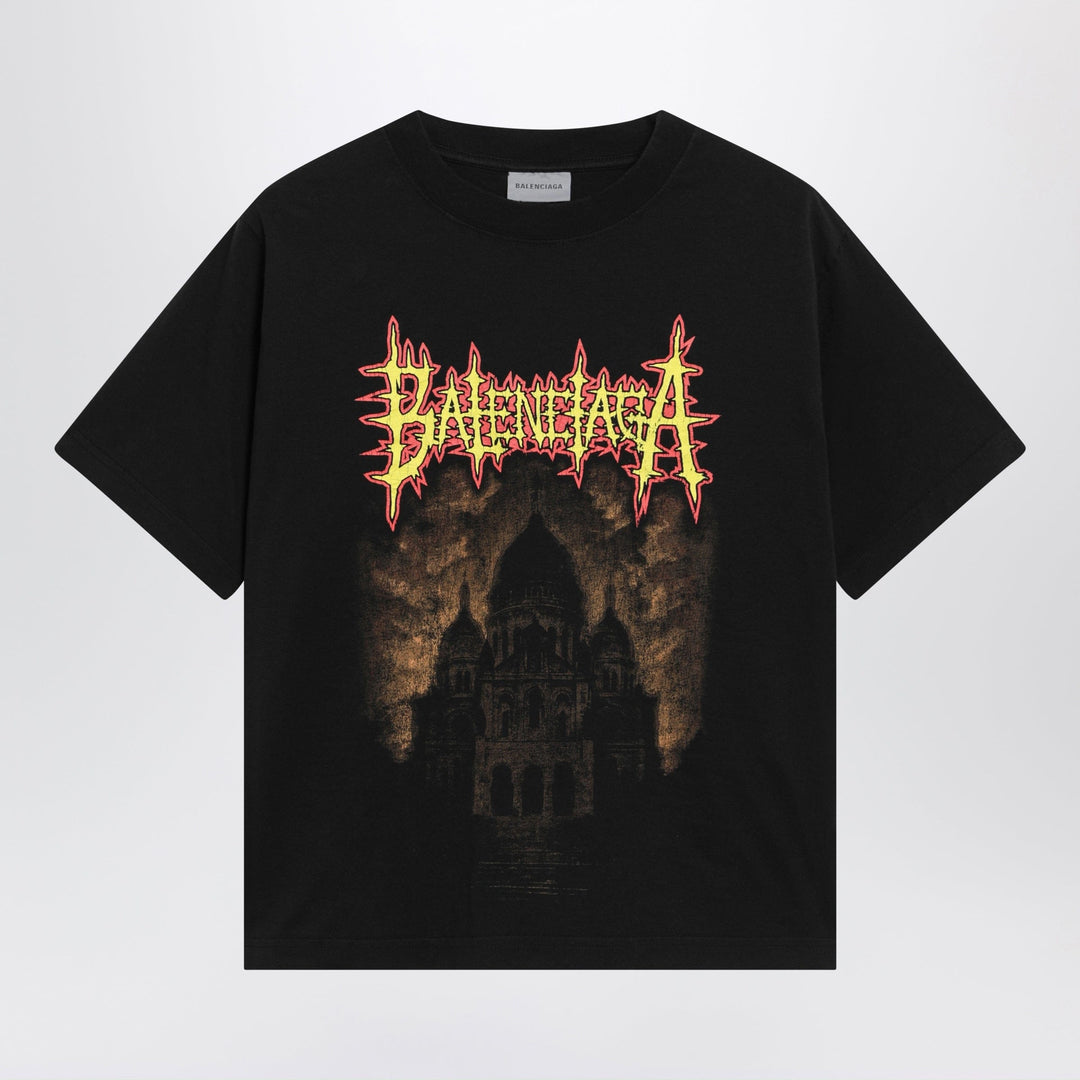 Shirts & Tops Balenciaga - Sacré Cœur print medium-fit cotton T-shirt in black Brand