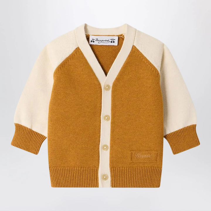 Bonpoint - Marin cardigan in ochre cotton and cashmere Brand Shirts &amp; Tops 12M