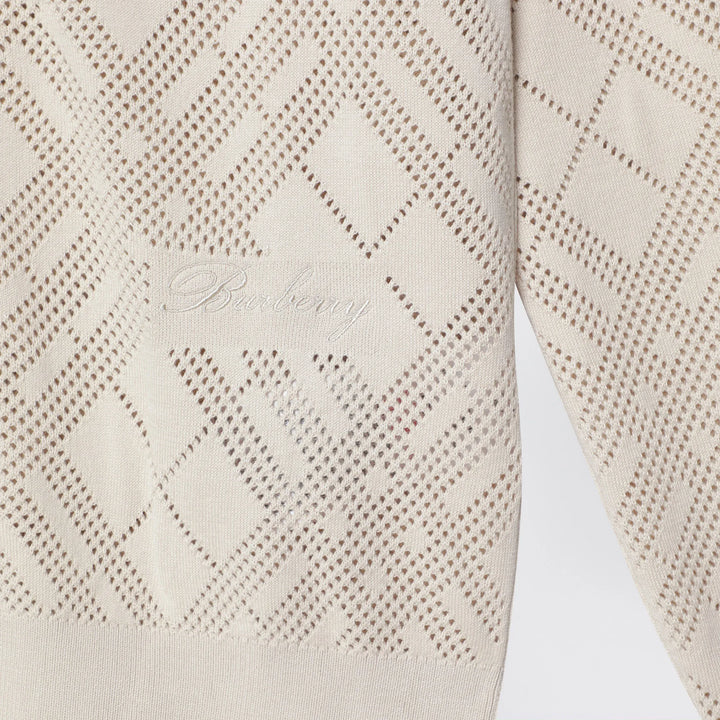 Burberry - Openwork cotton cardigan in light beige Brand Shirts &amp; Tops