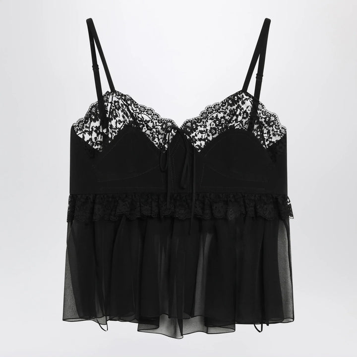 Chloé - Silk crêpe de chine top with thin straps, black Brand Shirts &amp; Tops 38  FR