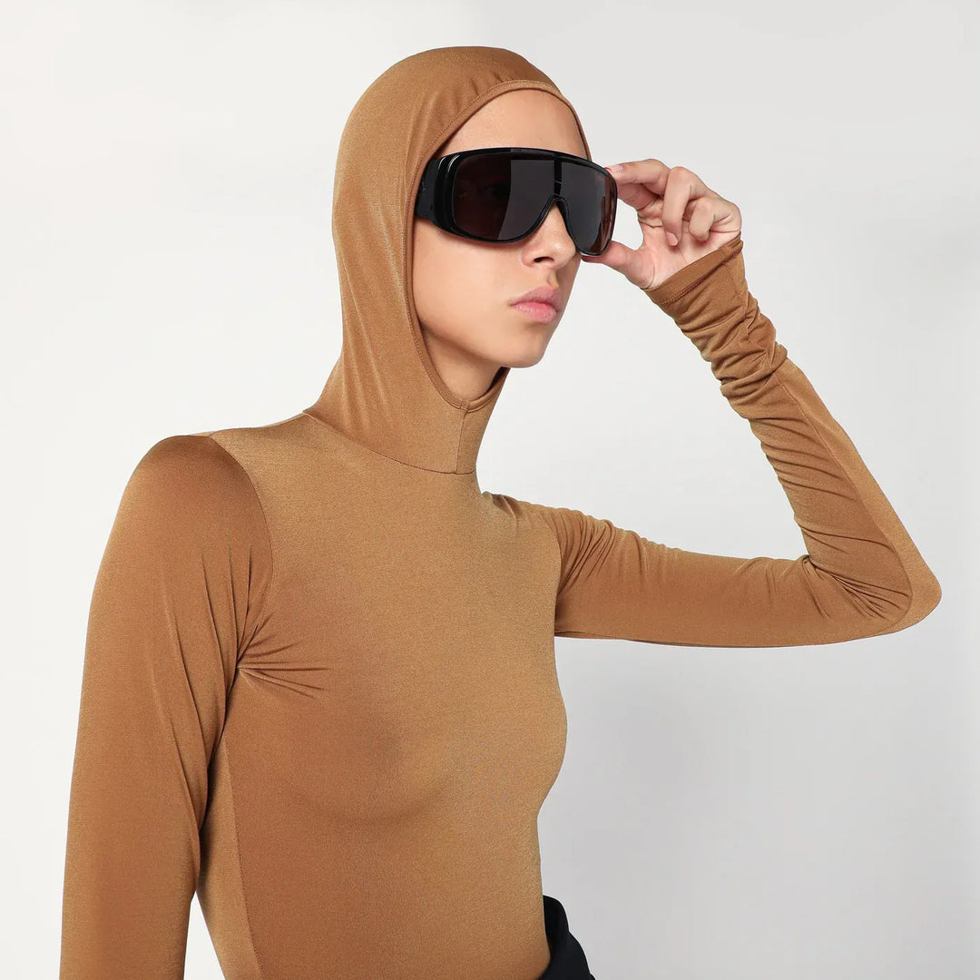 DARKPARK - Billie hooded top in caramel colour Brand Shirts &amp; Tops