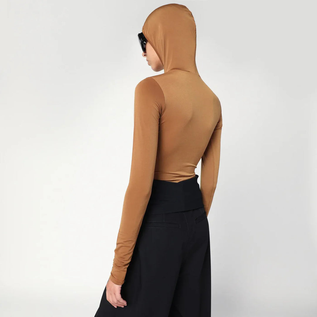 DARKPARK - Billie hooded top in caramel colour Brand Shirts &amp; Tops