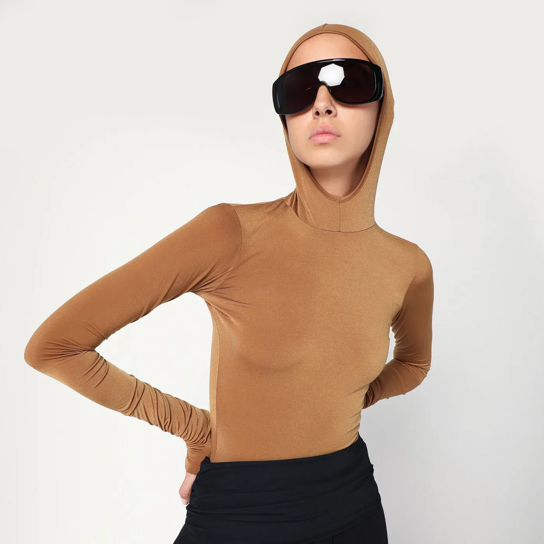 DARKPARK - Billie hooded top in caramel colour Brand Shirts &amp; Tops L