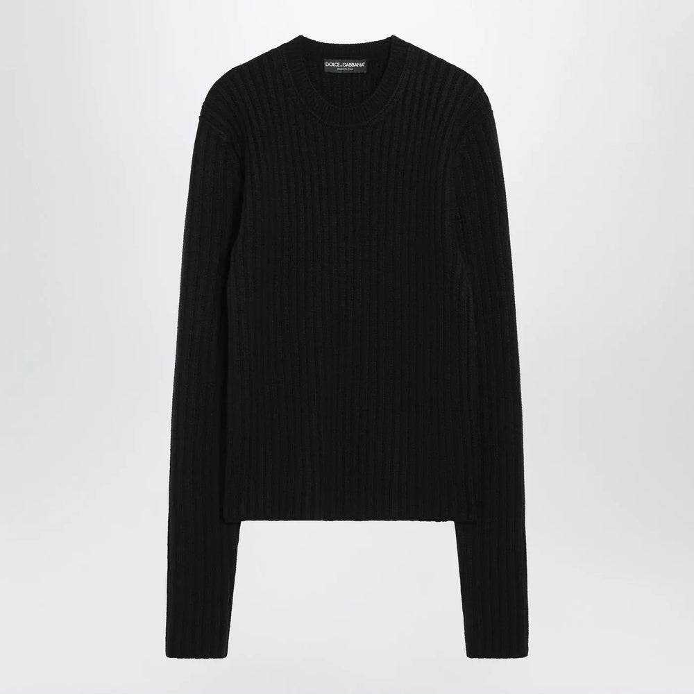 Dolce&Gabbana - Black ribbed wool sweater Brand Shirts & Tops 46 IT