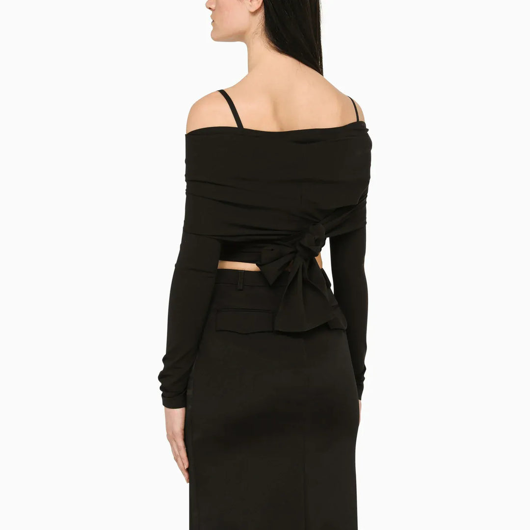 Dolce&amp;Gabbana - Black top with boat neckline Brand Shirts &amp; Tops 40  IT