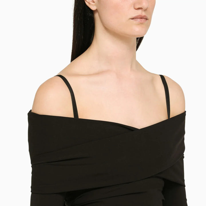 Dolce&amp;Gabbana - Black top with boat neckline Brand Shirts &amp; Tops 40  IT