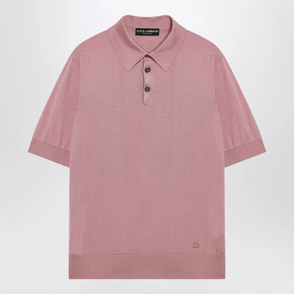 Dolce&Gabbana - Pink silk polo shirt Brand Shirts & Tops 46 IT