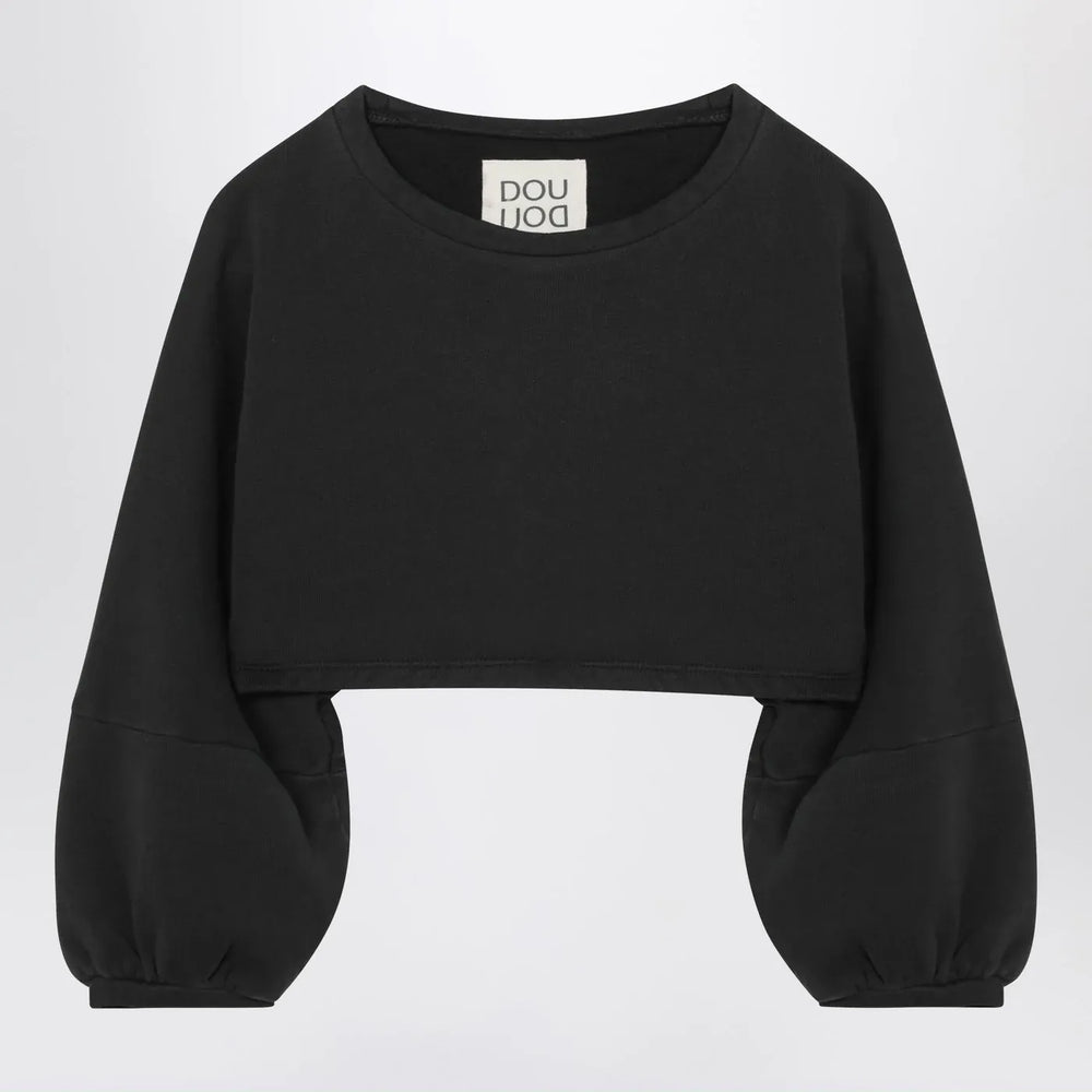 Douuod - Cropped sweatshirt in black cotton Brand Shirts & Tops 10