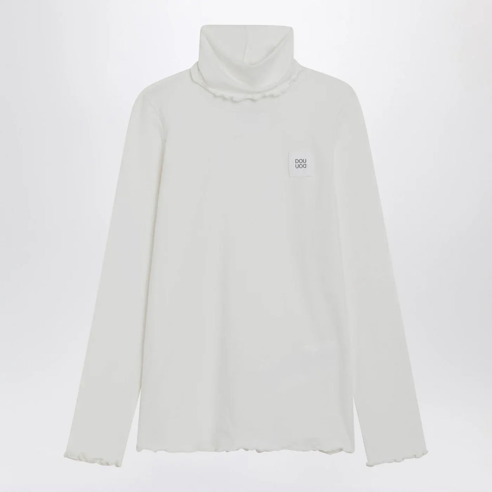 Douuod - Turtleneck sweater in ivory cotton blend Brand Shirts & Tops 4