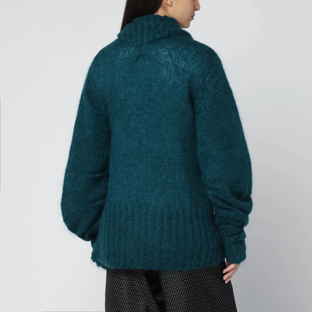 Dries Van Noten - Oversized petroleum green mohair-blend sweater Brand Shirts &amp; Tops