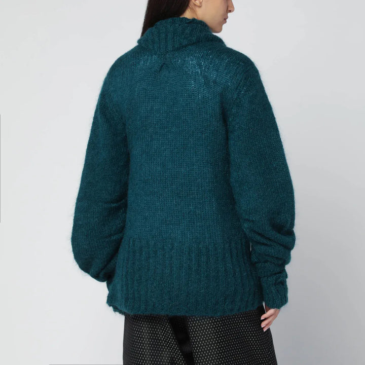Dries Van Noten - Oversized petroleum green mohair-blend sweater Brand Shirts &amp; Tops