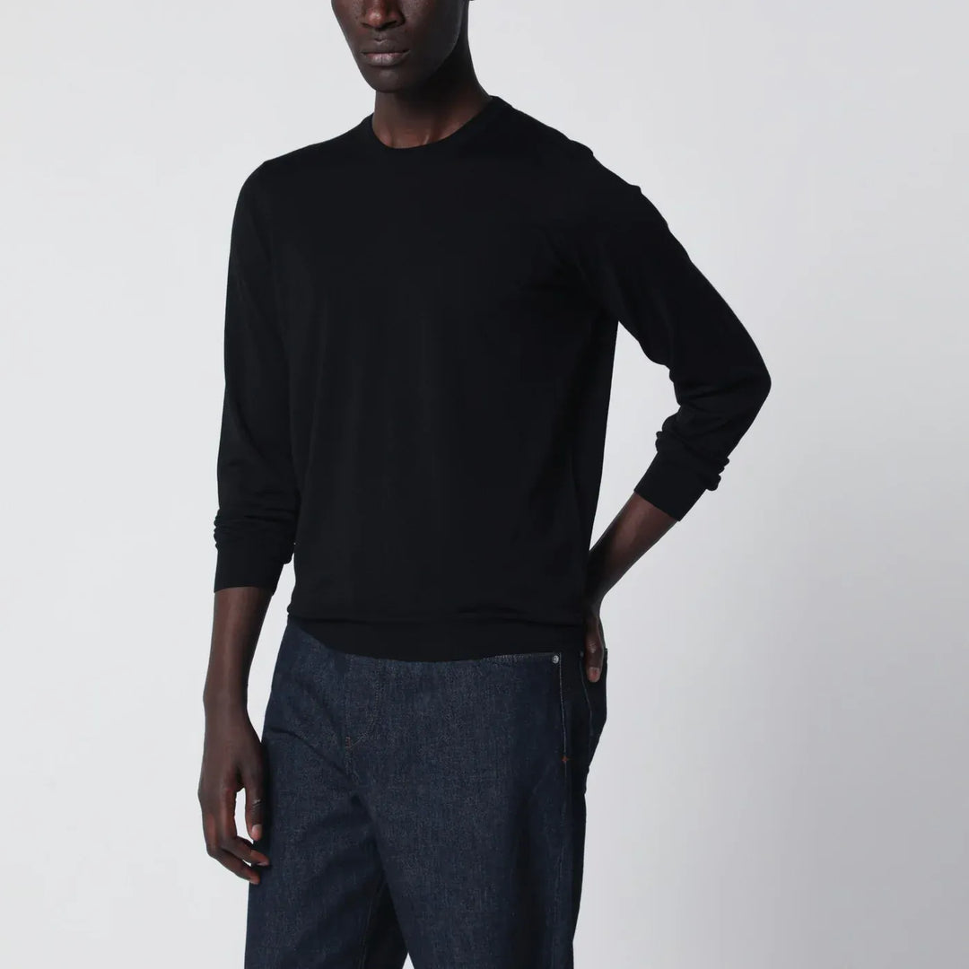 Drumohr - Black wool crew-neck sweater Brand Shirts &amp; Tops 48 IT