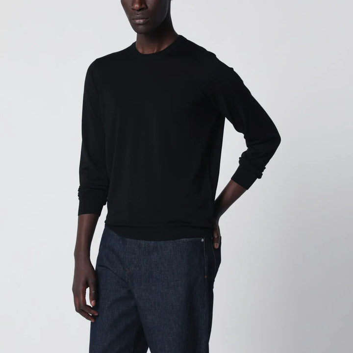 Drumohr - Black wool crew-neck sweater Brand Shirts &amp; Tops 48 IT