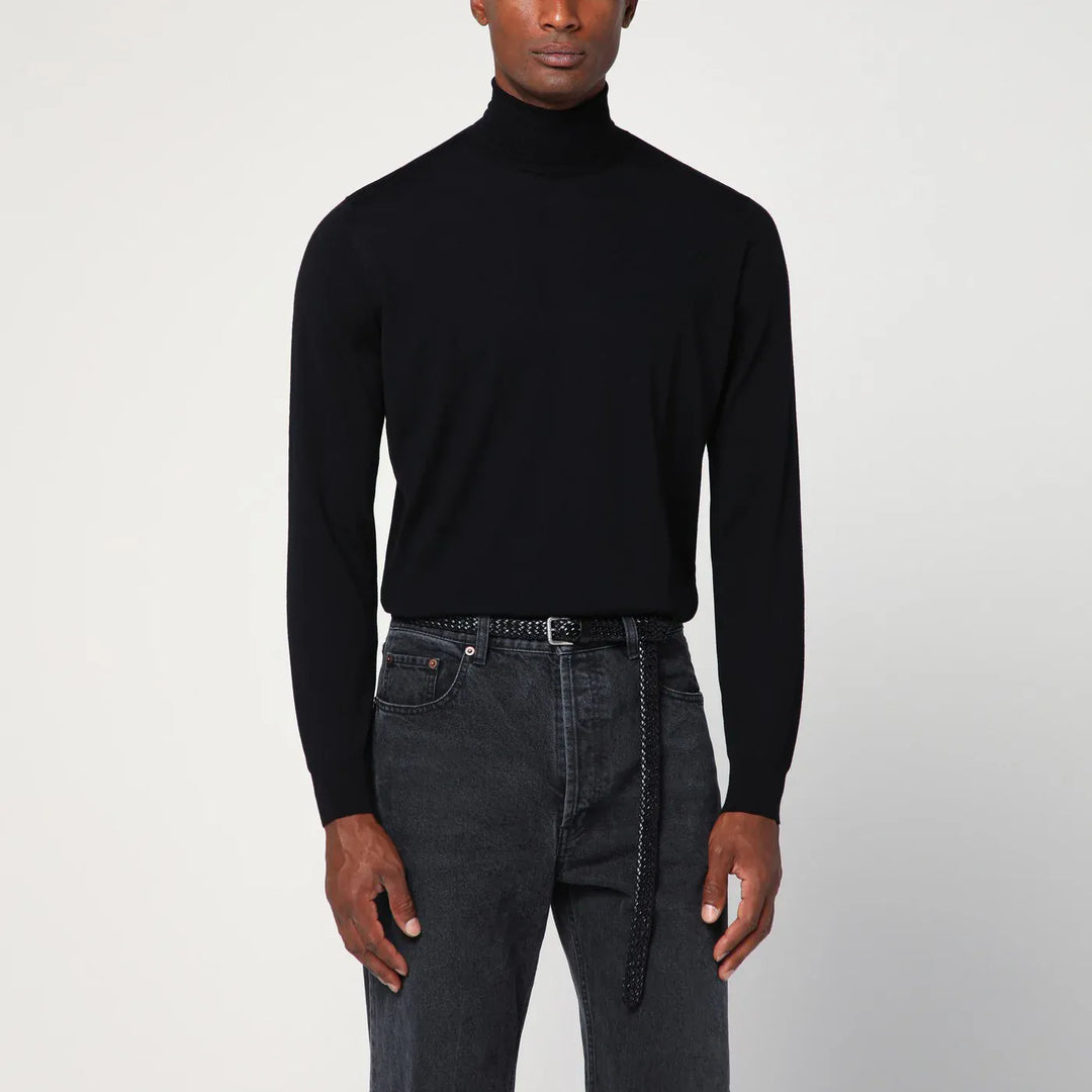 Drumohr - Black wool turtleneck sweater Brand Shirts &amp; Tops 56 IT