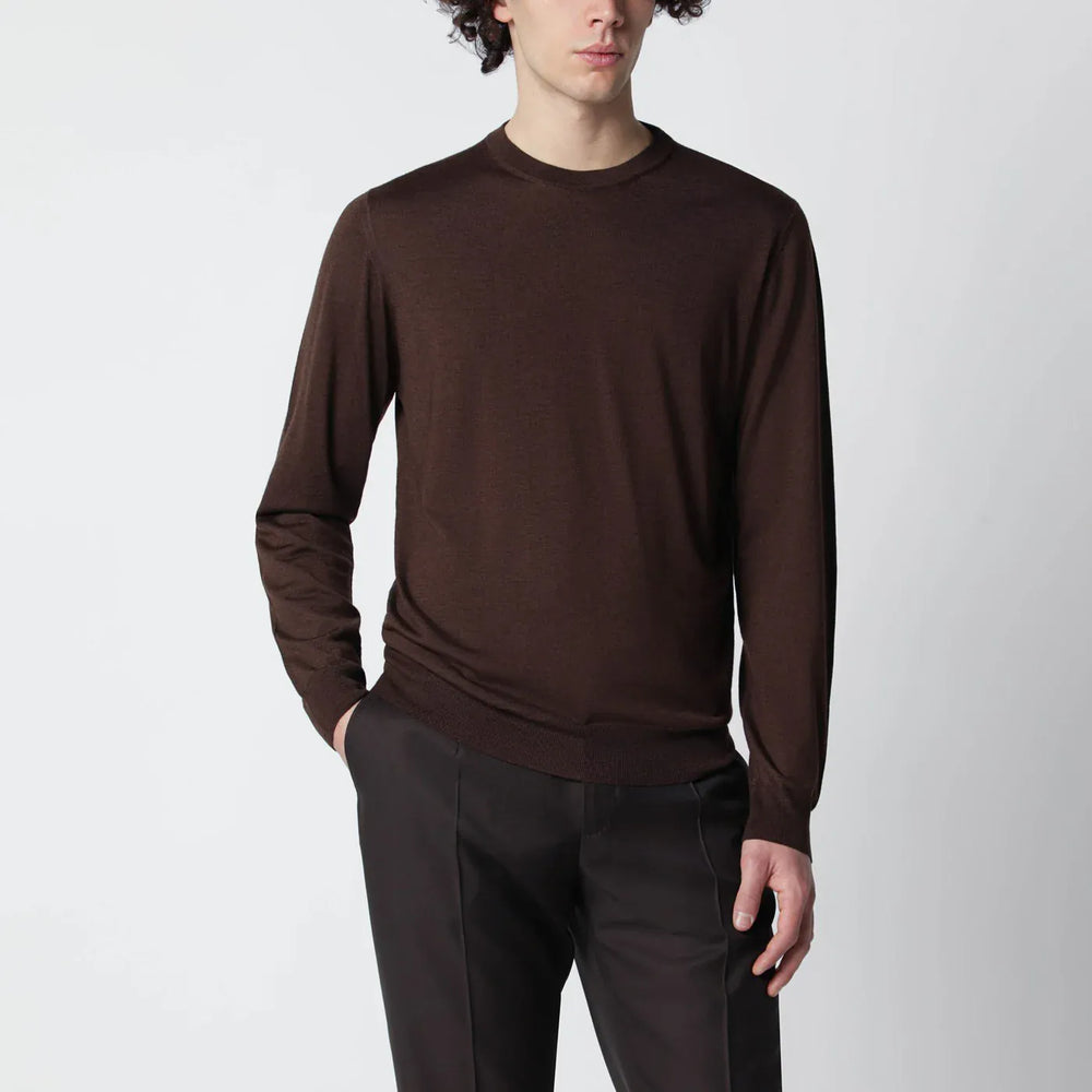 Drumohr - Chocolate brown wool sweater Brand Shirts & Tops 50 IT