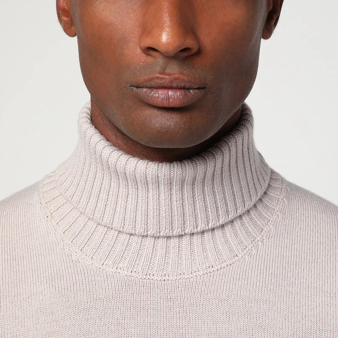 Drumohr - Greige wool turtleneck Brand Shirts &amp; Tops 56 IT
