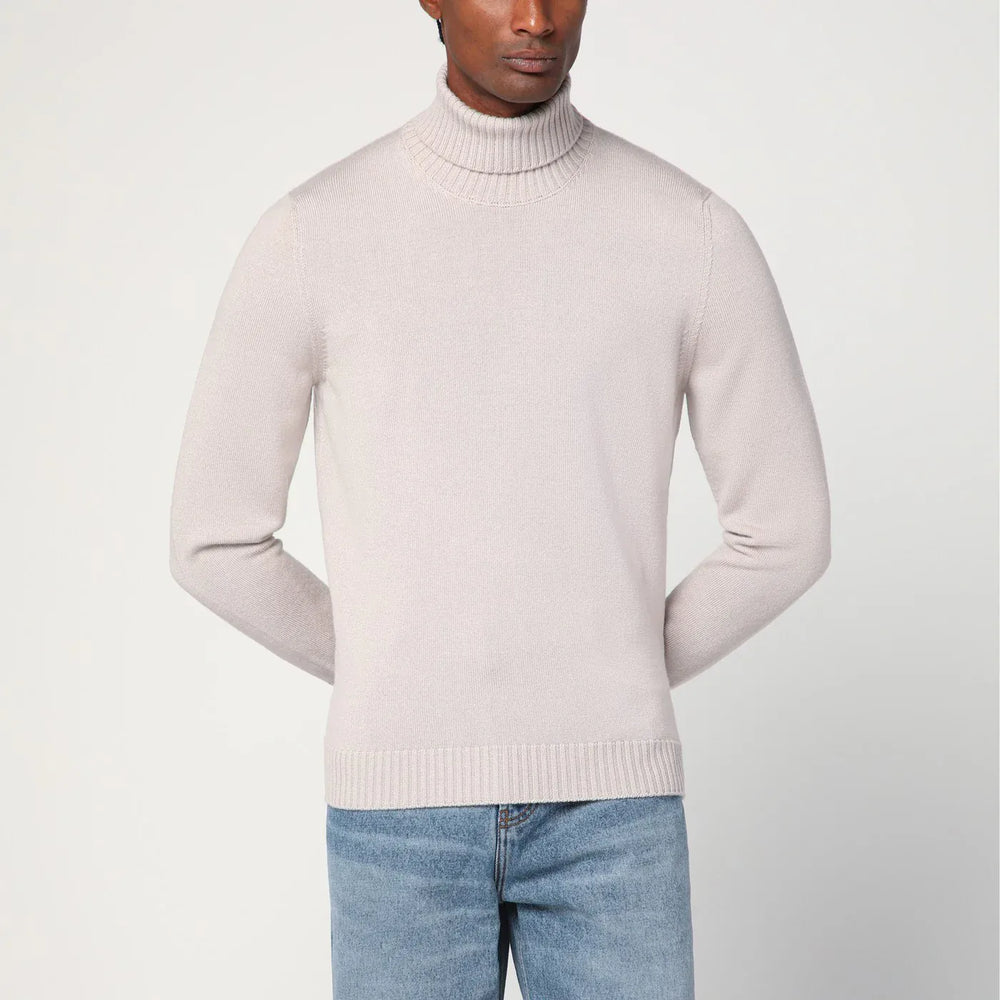 Drumohr - Greige wool turtleneck Brand Shirts & Tops 56 IT
