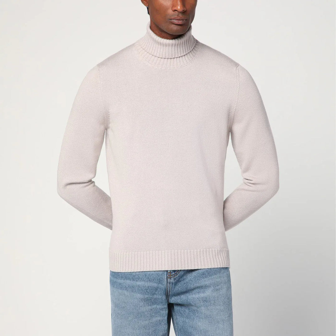 Drumohr - Greige wool turtleneck Brand Shirts &amp; Tops 56 IT