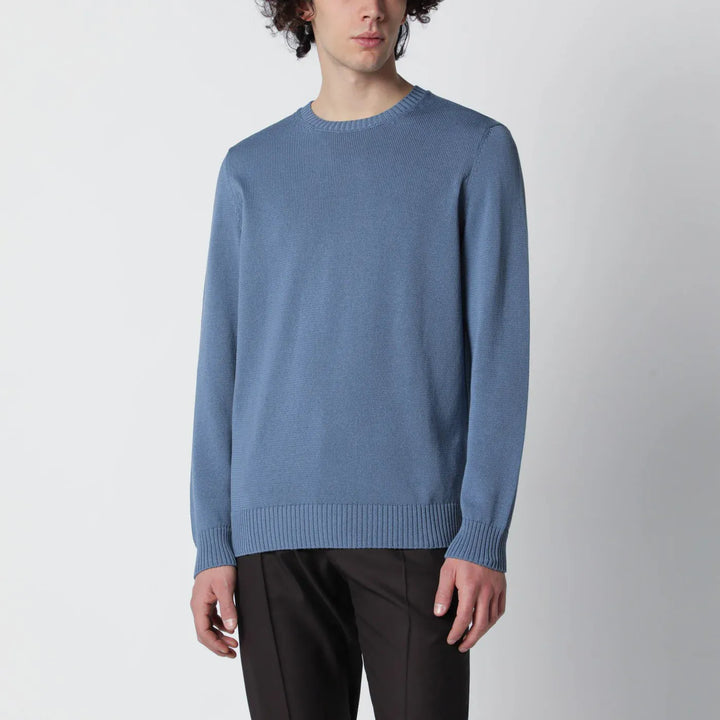 Drumohr - Powder blue cotton sweater Brand Shirts &amp; Tops 48 IT