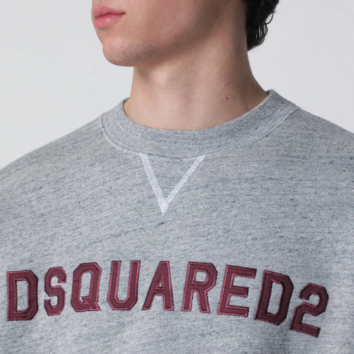 Dsquared2 - Grey mélange sweatshirt with logo embroidery Brand Shirts &amp; Tops