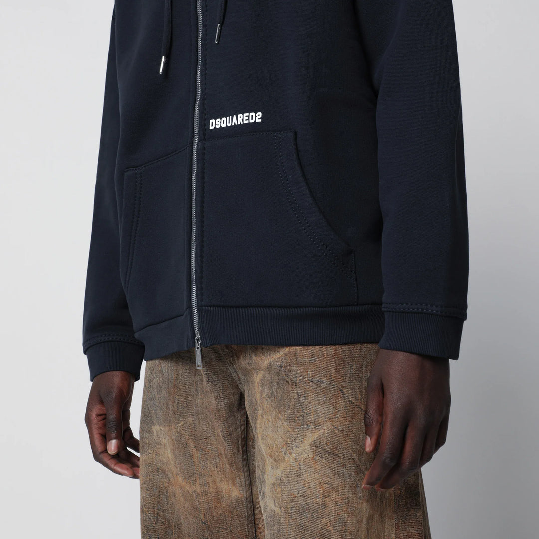 Dsquared2 - Zip-up hoodie in stretch cotton, blue Brand Shirts &amp; Tops