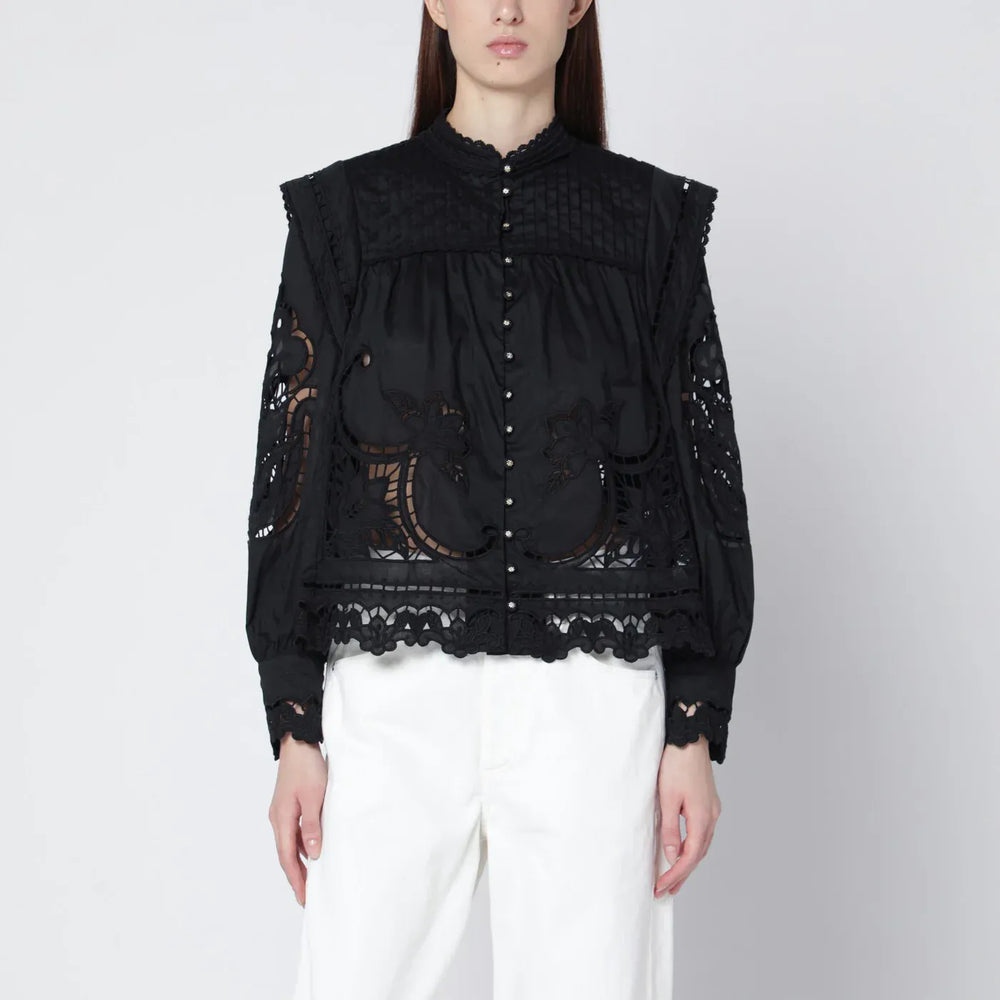 FARM Rio - Black Richelieu cotton blouse Brand Shirts & Tops XS