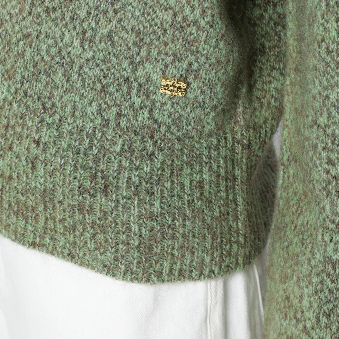 GANNI - Green wool-blend textured sweater Brand Shirts &amp; Tops