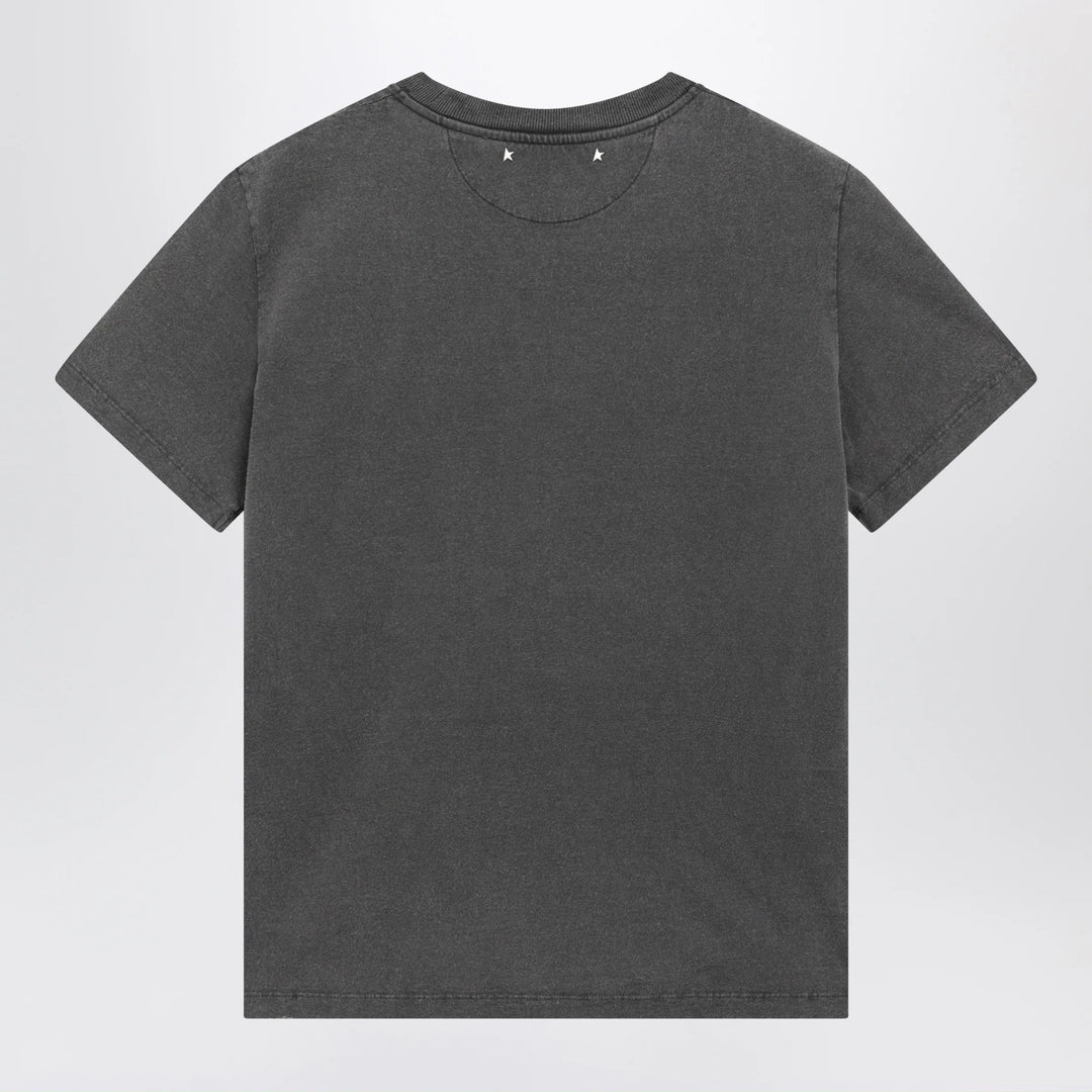Golden Goose - Anthracite cotton T-shirt with cabochon crystals Brand Shirts &amp; Tops