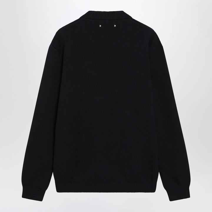 Golden Goose - Dark Blue Cotton-Blend Sweater with Distressed Effect Brand Shirts &amp; Tops