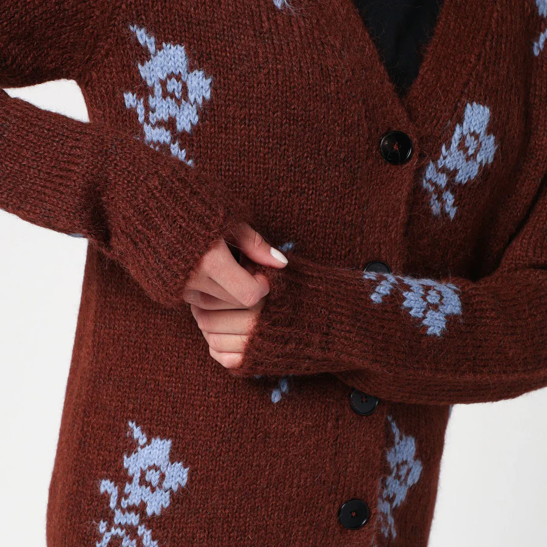 Jil Sander - Brown cardigan with floral inlay Brand Shirts &amp; Tops XS