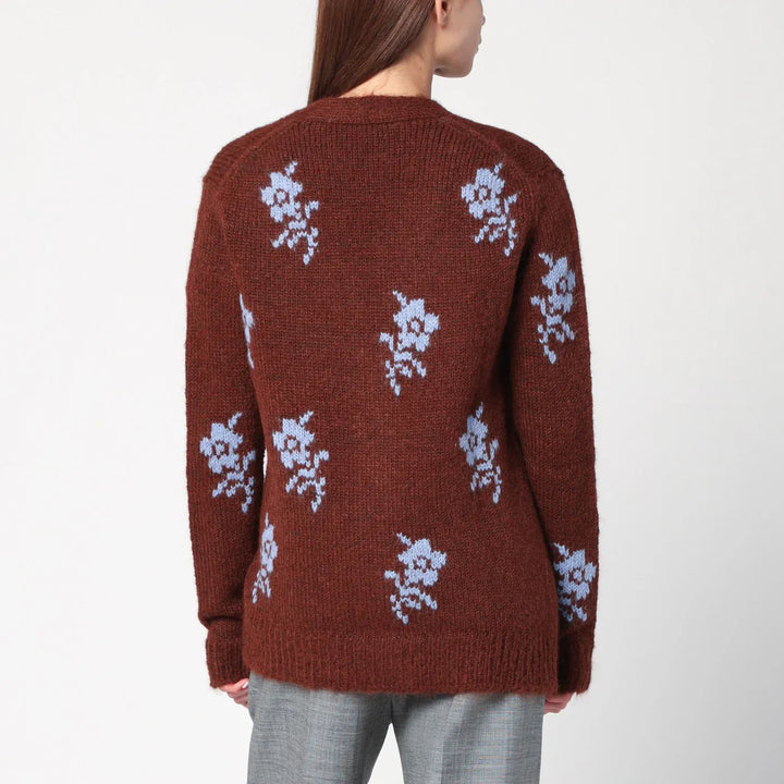 Jil Sander - Brown cardigan with floral inlay Brand Shirts &amp; Tops XS