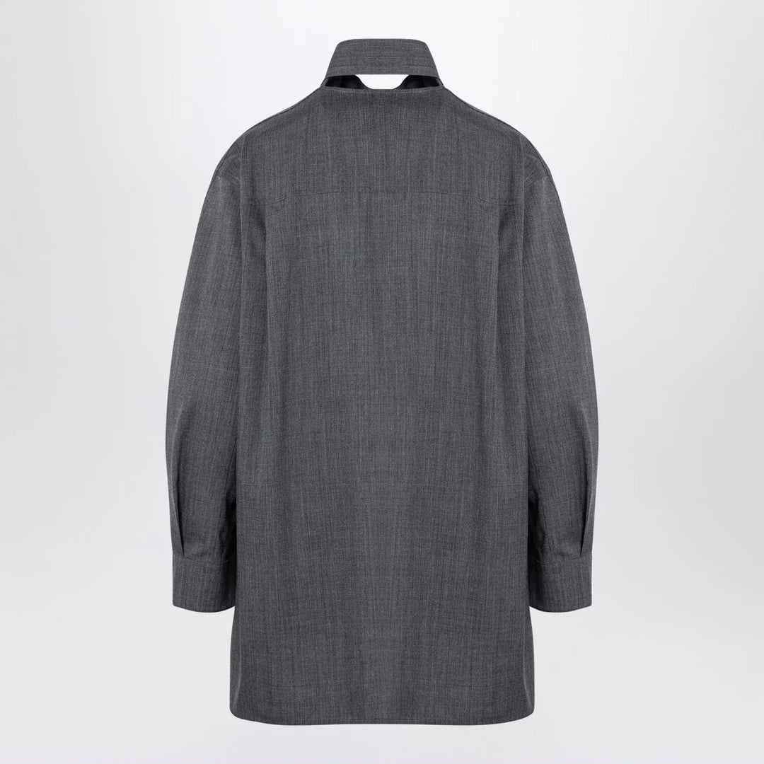 Jil Sander - Grey wool shirt with scarf Brand Shirts &amp; Tops