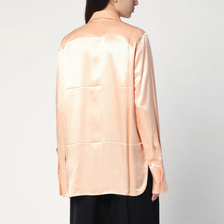 Jil Sander - Shirt with pink tie in shiny viscose blend Brand Shirts &amp; Tops
