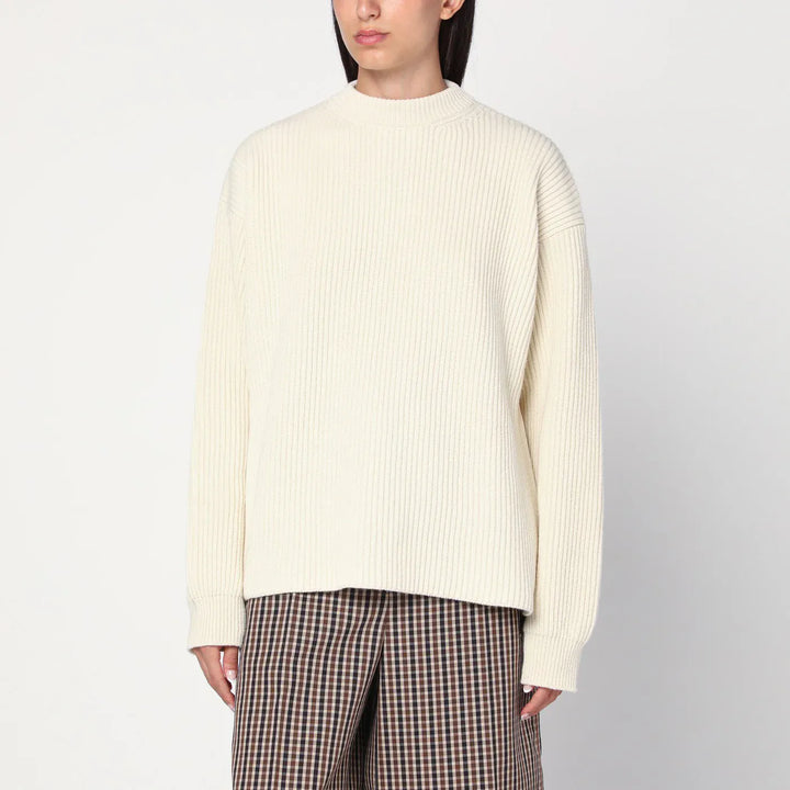 Jil Sander - White ribbed crewneck sweater Brand Shirts &amp; Tops 36  FR