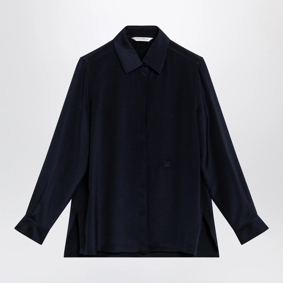 Max Mara - Navy blue silk shirt Brand Shirts &amp; Tops 42  IT