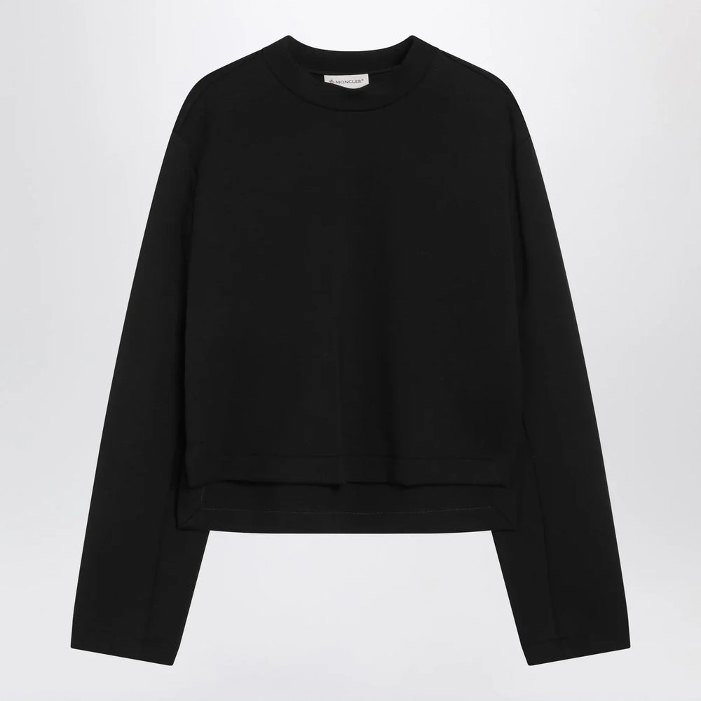 Moncler X Edward Enninful - Black sweatshirt with asymmetric hem Brand Shirts & Tops S