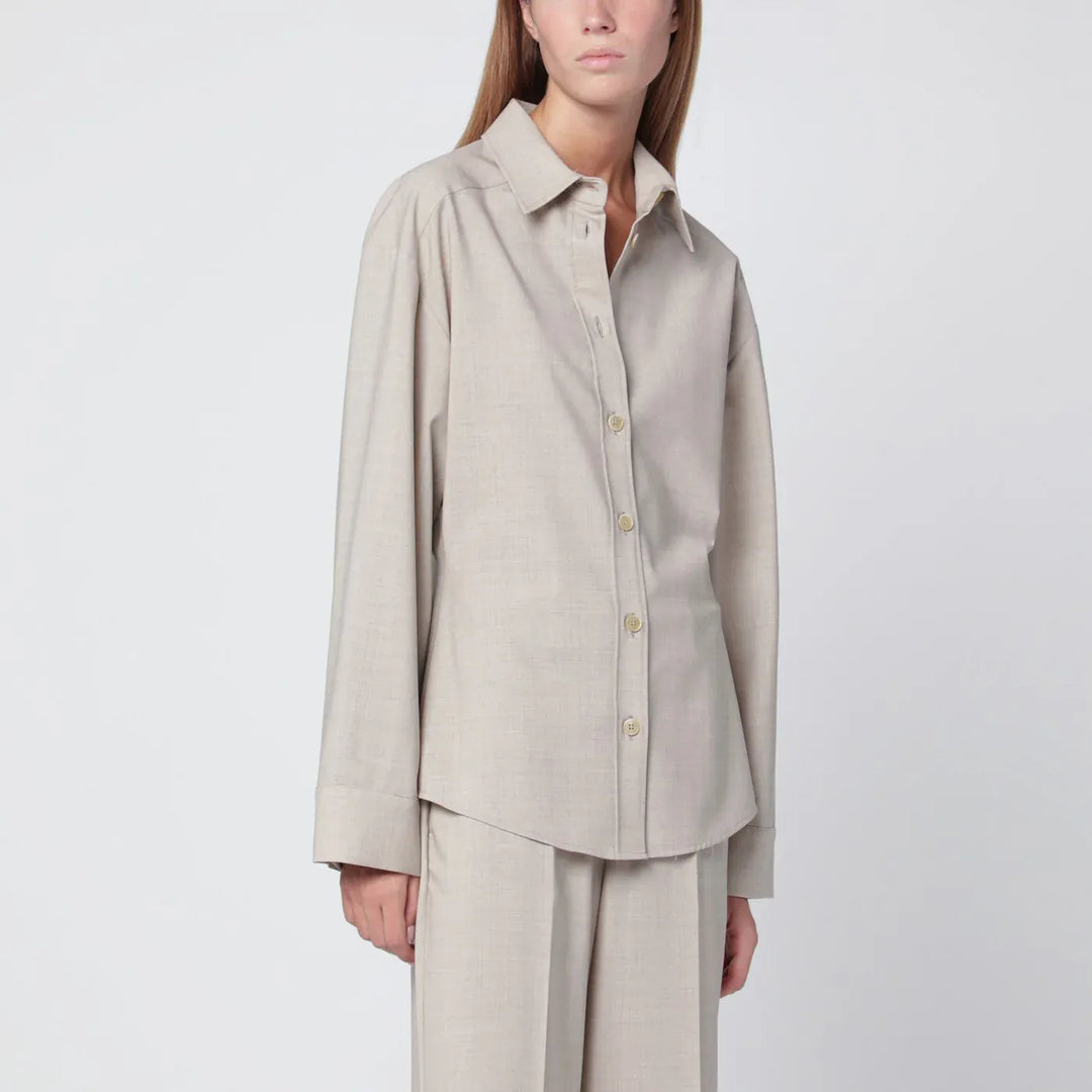 P.A.R.O.S.H. - Stucco-coloured wool shirt Brand Shirts &amp; Tops L