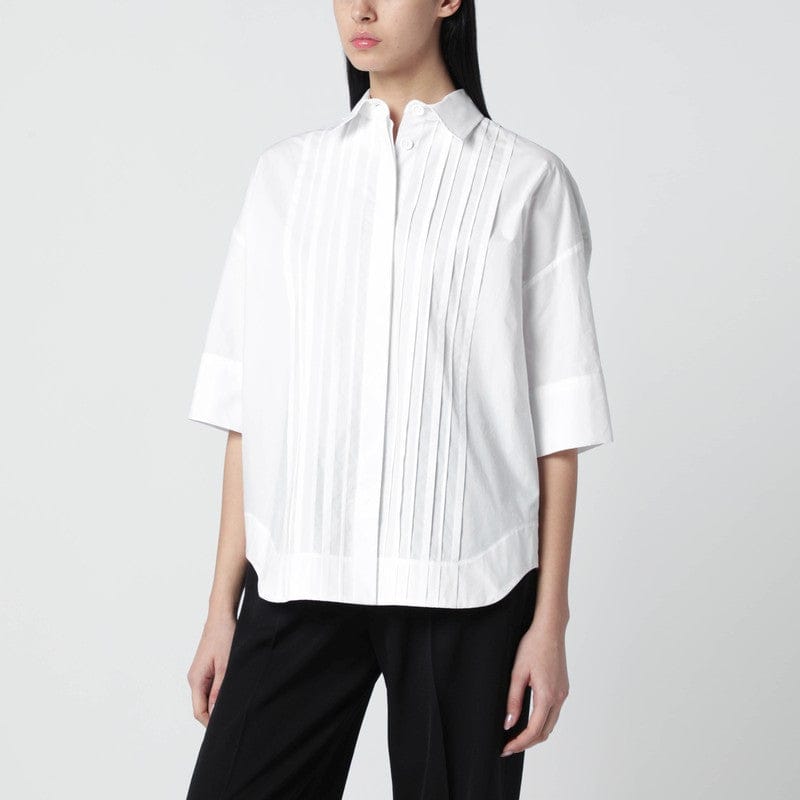 Shirts & Tops P.A.R.O.S.H. - White cotton shirt with pleated detail - XS Brand