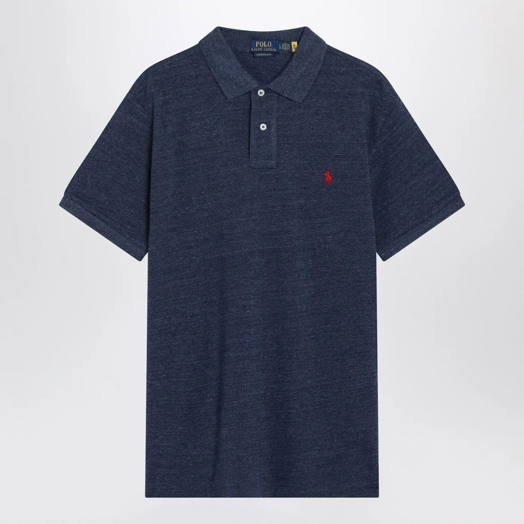 Polo Ralph Lauren - Navy mélange cotton Custom Slim-Fit polo shirt Brand Shirts &amp; Tops S