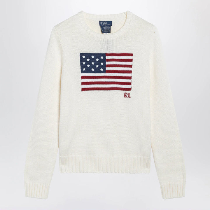 Polo Ralph Lauren - Tommy Hilfiger cream sweater with flag motif Brand Shirts &amp; Tops M