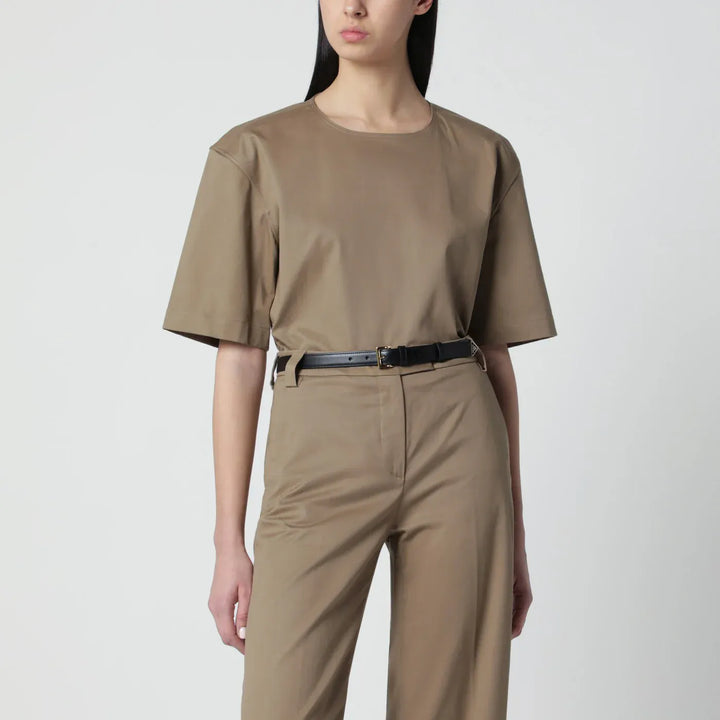 TheLatest - Short-sleeve cognac cotton top Brand Shirts &amp; Tops S