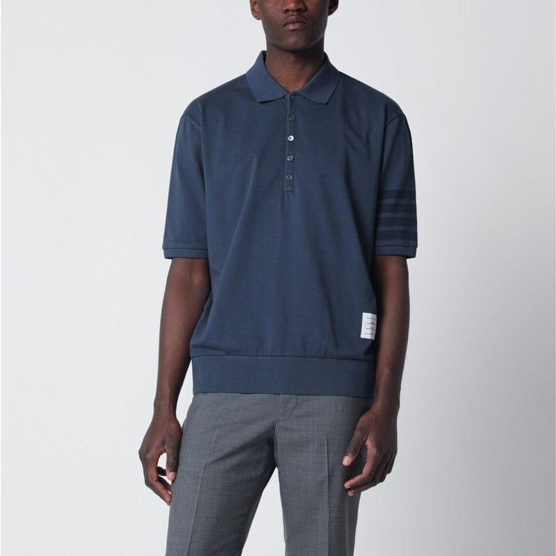 Shirts & Tops Thom Browne - Navy blue cotton polo shirt - 2 Brand