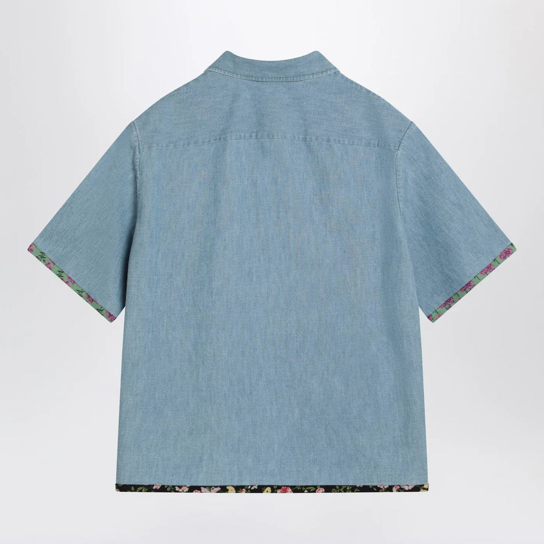 Valentino - Denim shirt with floral trims Brand Shirts &amp; Tops