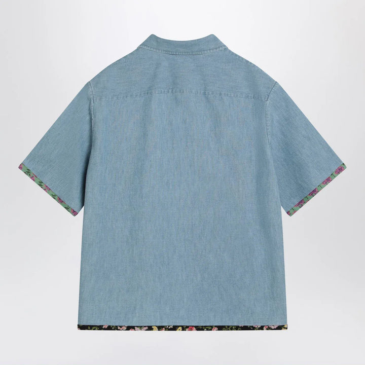 Valentino - Denim shirt with floral trims Brand Shirts &amp; Tops