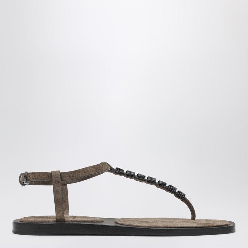 Shoes Brunello Cucinelli - Suede thong sandals with Precious Straps - 37 IT Brand