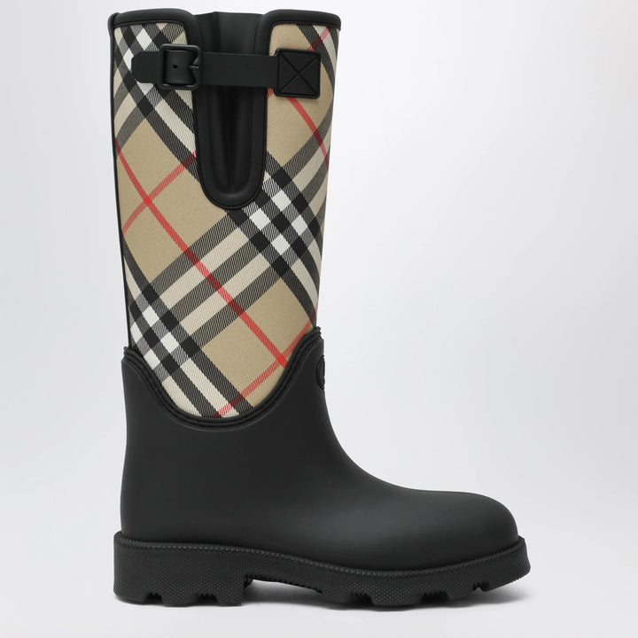 Burberry - Tall black Marsh Stamp rubber boots Brand Shoes 37 IT