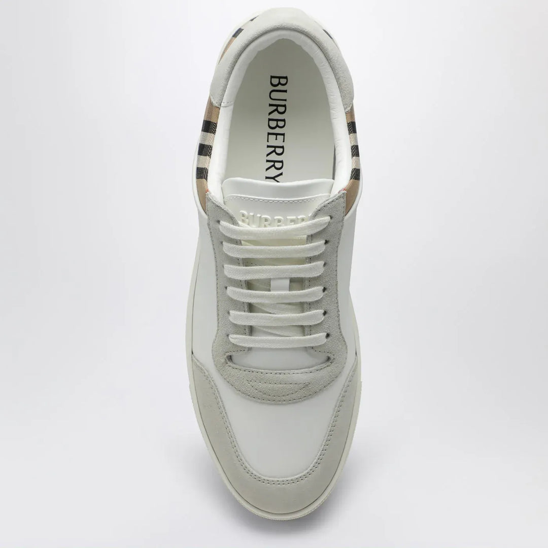 Burberry - White and Check leather Sneakers Brand Shoes