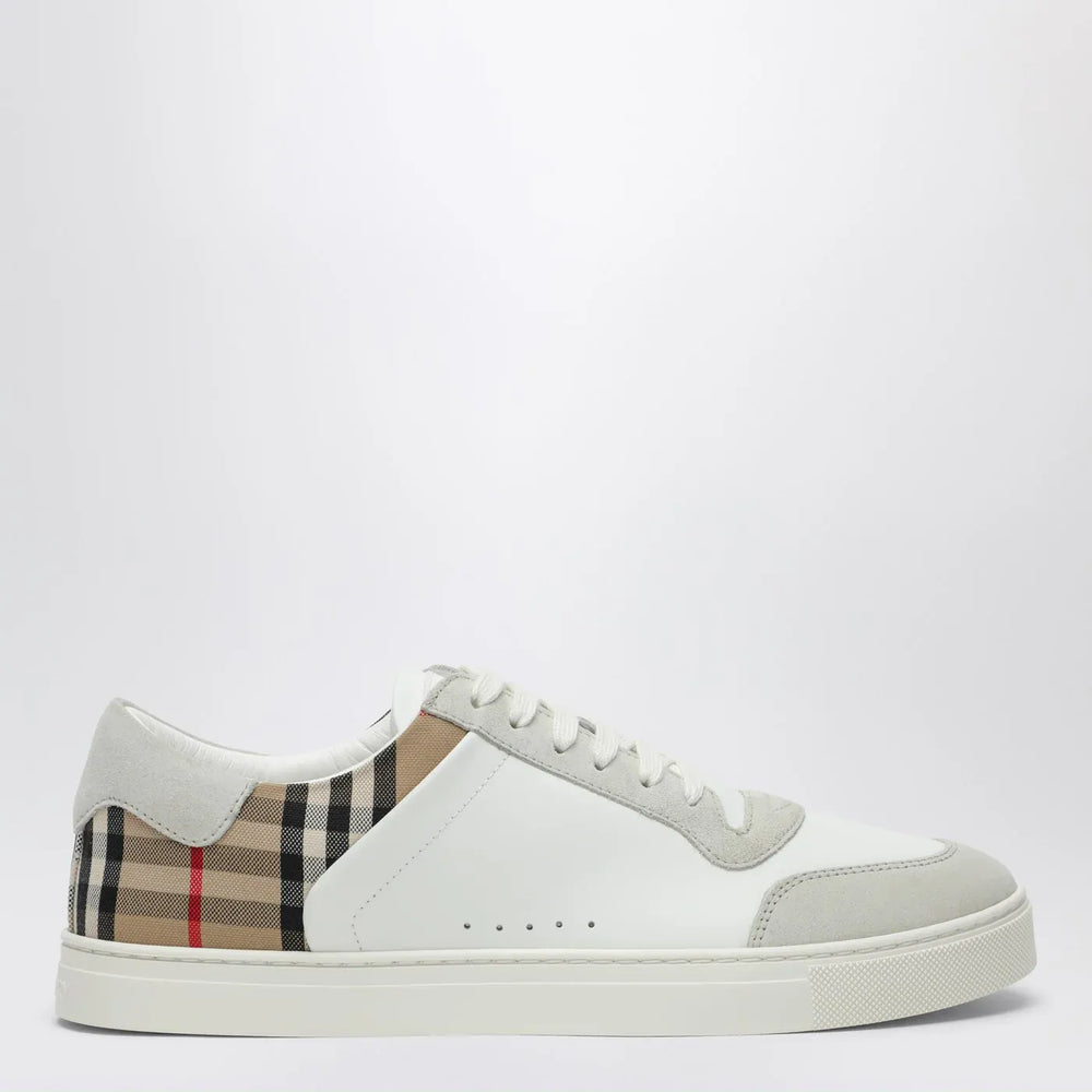 Burberry - White and Check leather Sneakers Brand Shoes 40 IT