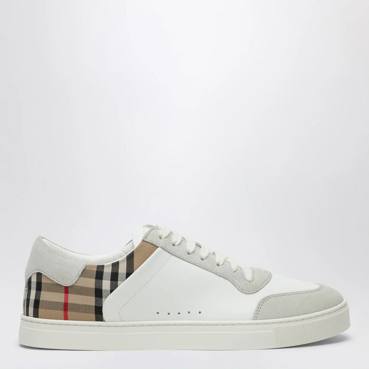 Burberry - White and Check leather Sneakers Brand Shoes 40 IT