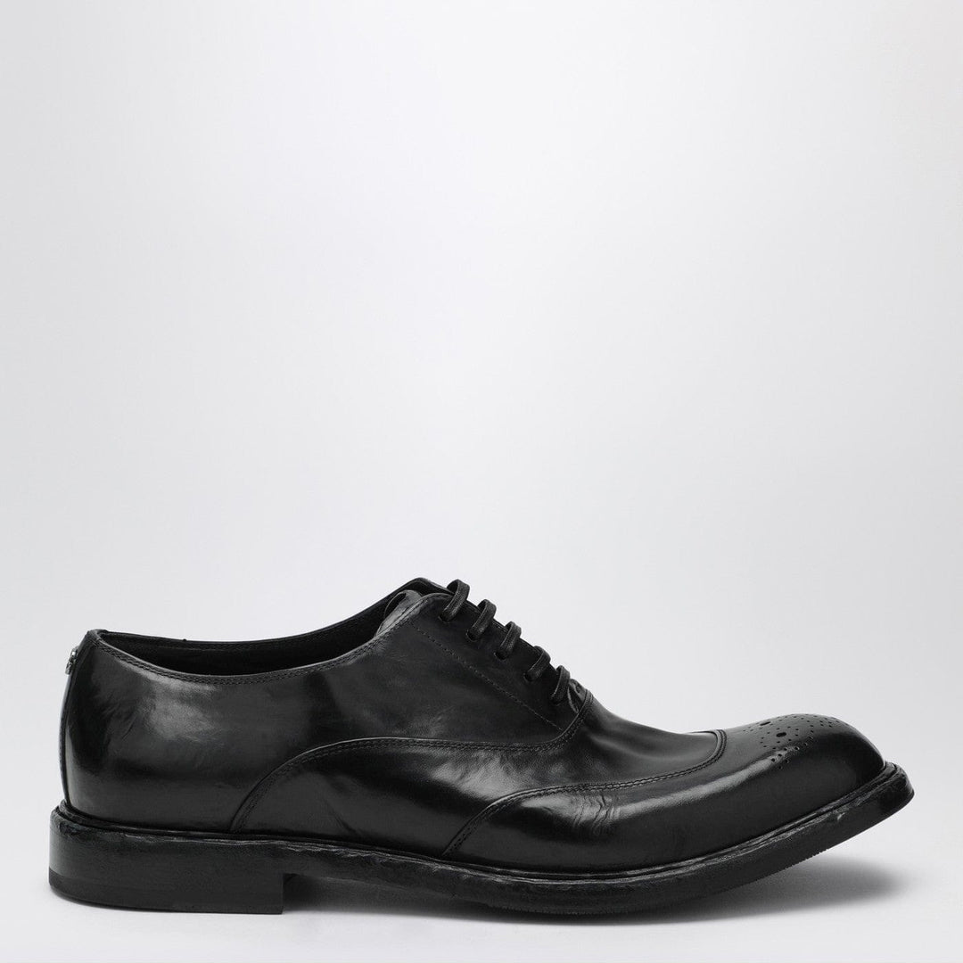 Shoes Dolce&Gabbana - Washed black calfskin lace-up shoe Brand
